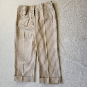 Style and Co. Tan Striped Cuffed Crop Capris Women's Size 6